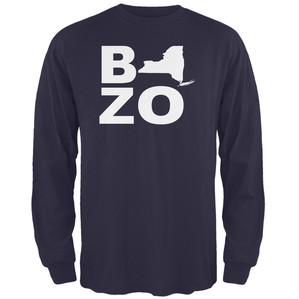 New York Bozo Stacked Navy Adult Long Sleeve T-Shirt Men's Long Sleeves Old Glory 2XL Blue