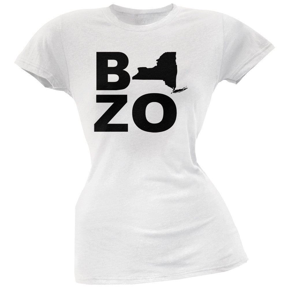 New York Bozo Stacked White Soft Juniors T-Shirt Juniors T-Shirts Old Glory 2XL White