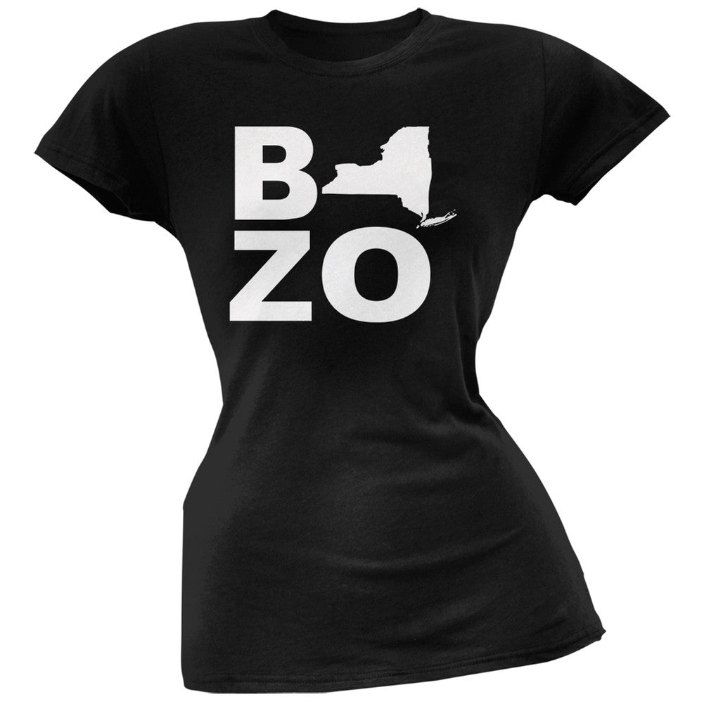 New York Bozo Stacked Black Soft Juniors T-Shirt Juniors T-Shirts Old Glory 2XL Black
