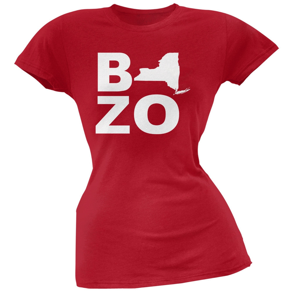 New York Bozo Stacked Red Soft Juniors T-Shirt Juniors T-Shirts Old Glory 2XL Red