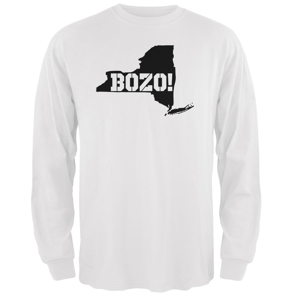 New York Bozo State Silhouette White Adult Long Sleeve T-Shirt Men's Long Sleeves Old Glory 2XL White