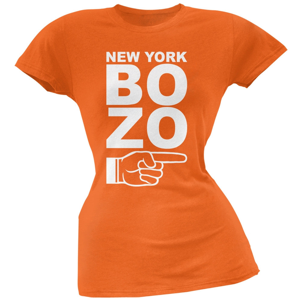 New York Bozo Pointing Right Orange Soft Juniors T-Shirt Juniors T-Shirts Old Glory 2XL Orange