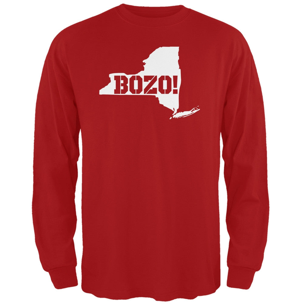 New York Bozo State Silhouette Red Adult Long Sleeve T-Shirt Men's Long Sleeves Old Glory 2XL Red