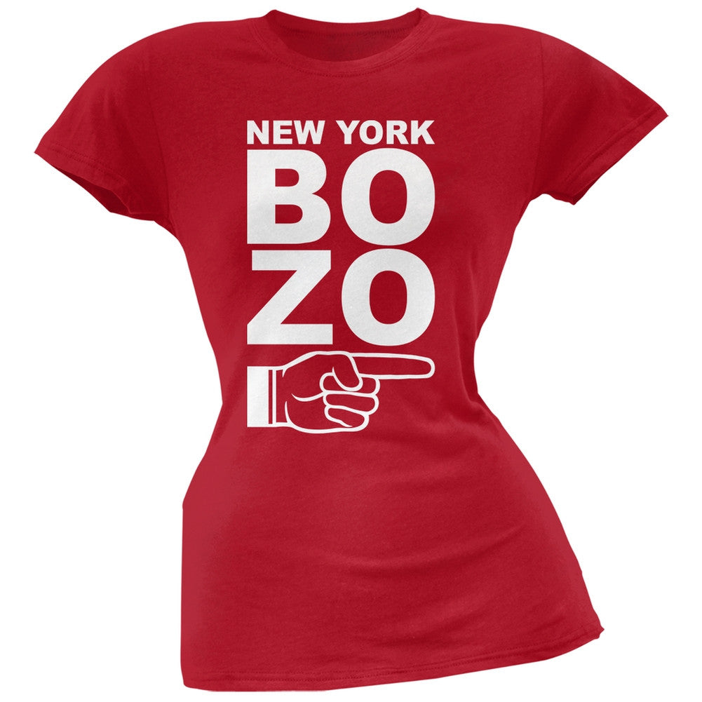 New York Bozo Pointing Right Red Soft Juniors T-Shirt Juniors T-Shirts Old Glory 2XL Red