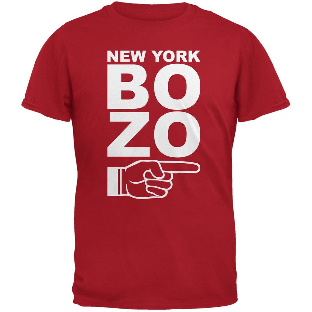 New York Bozo Pointing Right Red Adult T-Shirt Men's T-Shirts Old Glory 2XL Red