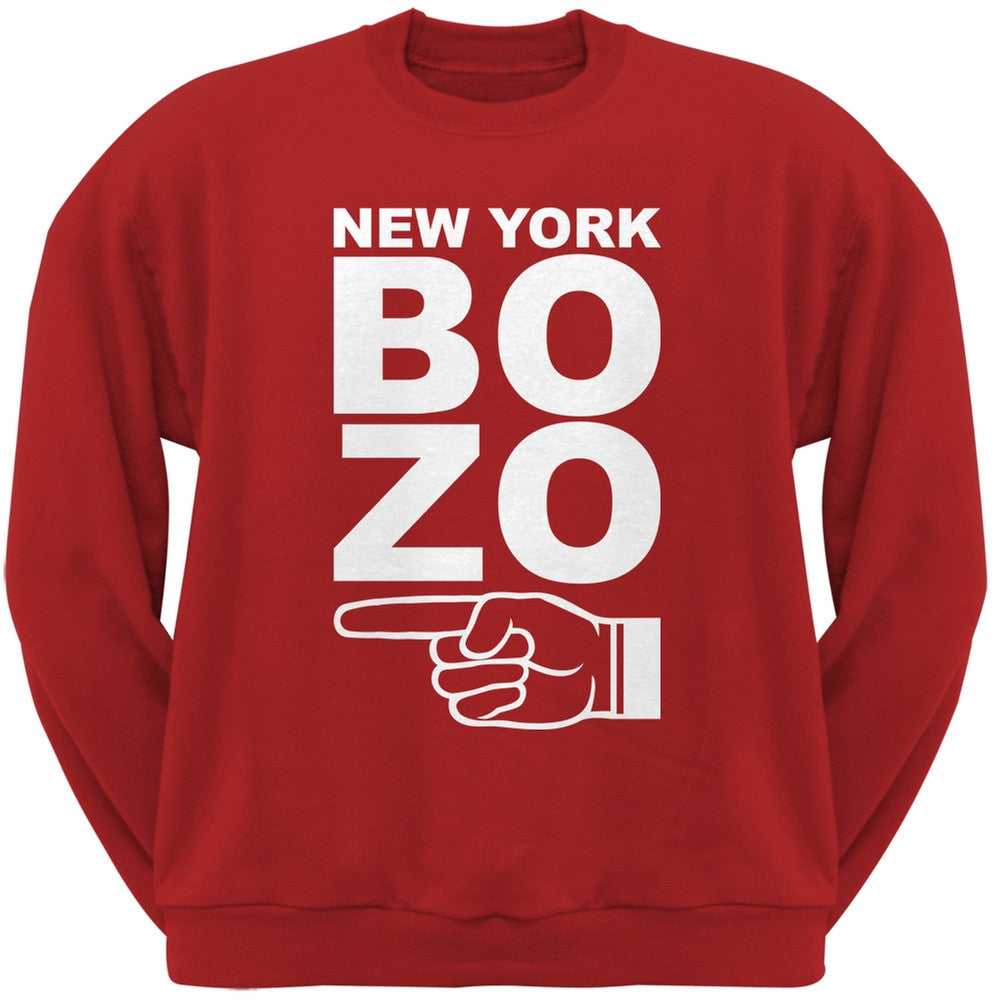 New York Bozo Pointing Left Red Adult Crewneck Sweatshirt Men's Sweatshirts Old Glory 2XL Red