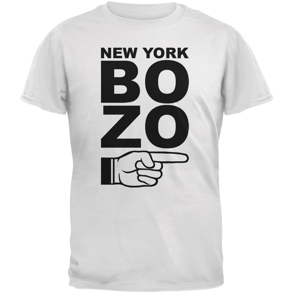 New York Bozo Pointing Right White Adult T-Shirt Men's Sweatshirts Old Glory 2XL White