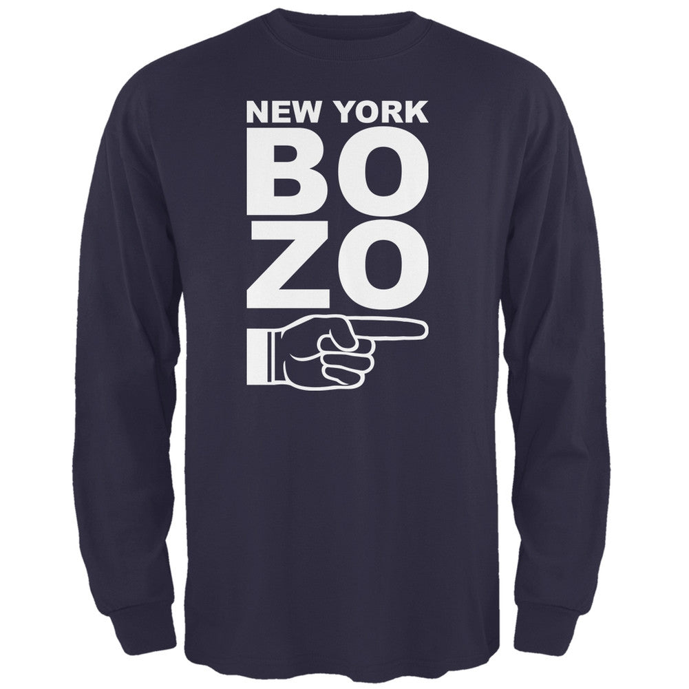 New York Bozo Pointing Right Navy Adult Long Sleeve T-Shirt Men's Long Sleeves Old Glory 2XL Blue
