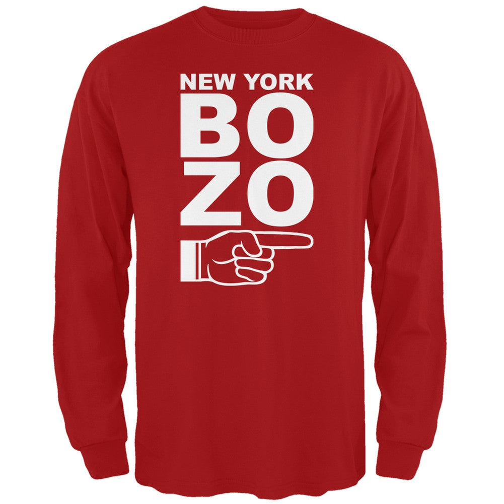 New York Bozo Pointing Right Red Adult Long Sleeve T-Shirt Men's Long Sleeves Old Glory 2XL Red