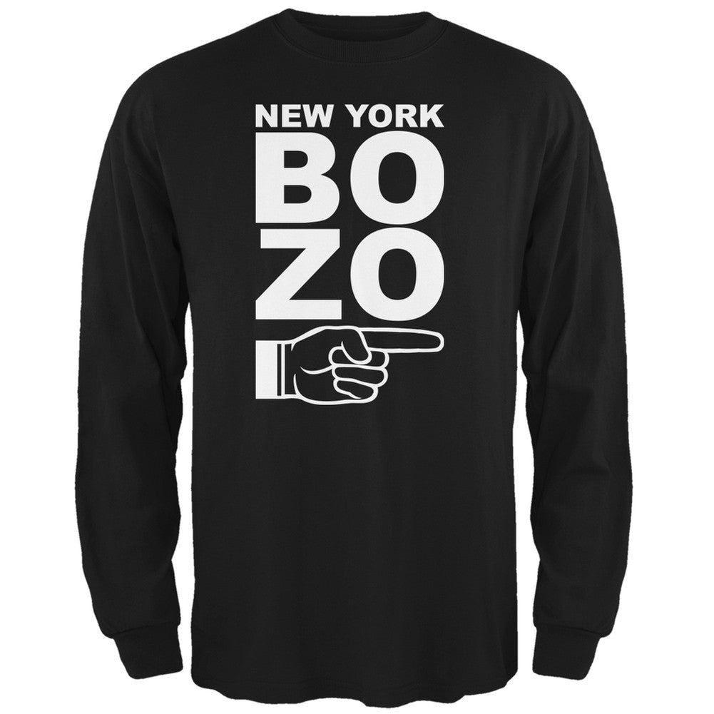 New York Bozo Pointing Right Black Adult Long Sleeve T-Shirt Men's Long Sleeves Old Glory 2XL Black
