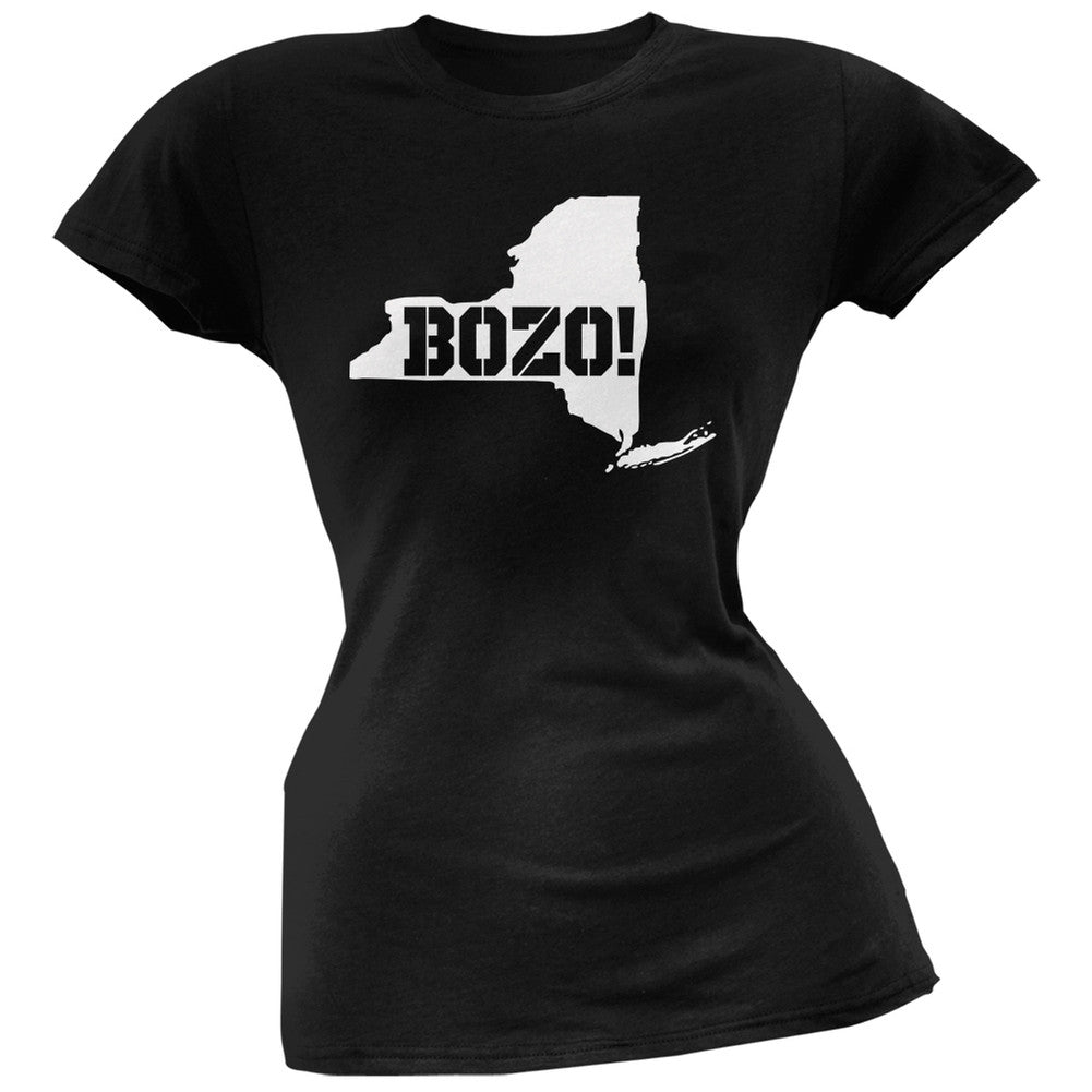 New York Bozo State Silhouette Black Soft Juniors T-Shirt Juniors T-Shirts Old Glory 2XL Black