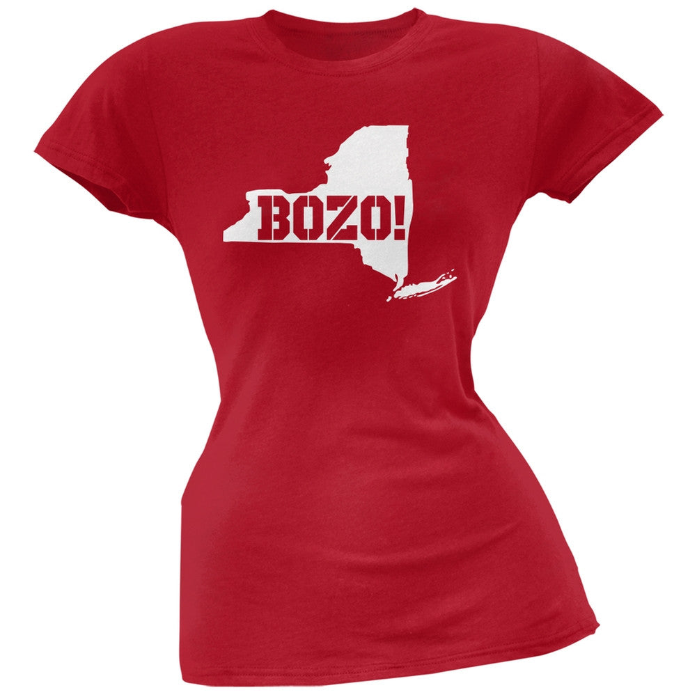 New York Bozo State Silhouette Red Soft Juniors T-Shirt Juniors T-Shirts Old Glory 2XL Red