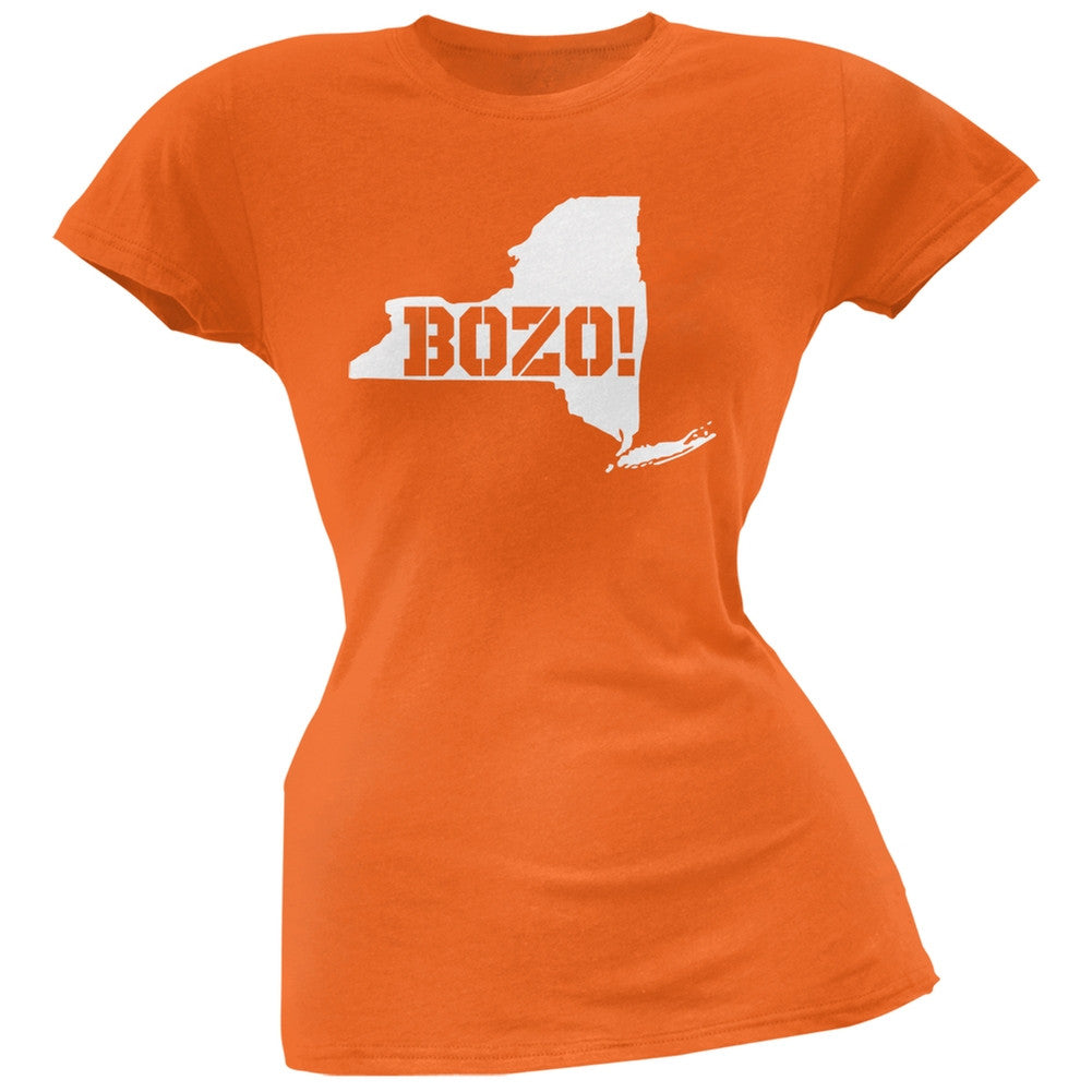 New York Bozo State Silhouette Orange Soft Juniors T-Shirt Juniors T-Shirts Old Glory 2XL Orange