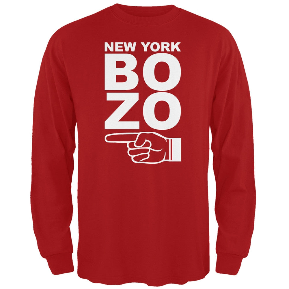 New York Bozo Pointing Left Red Adult Long Sleeve T-Shirt Men's Long Sleeves Old Glory 2XL Red