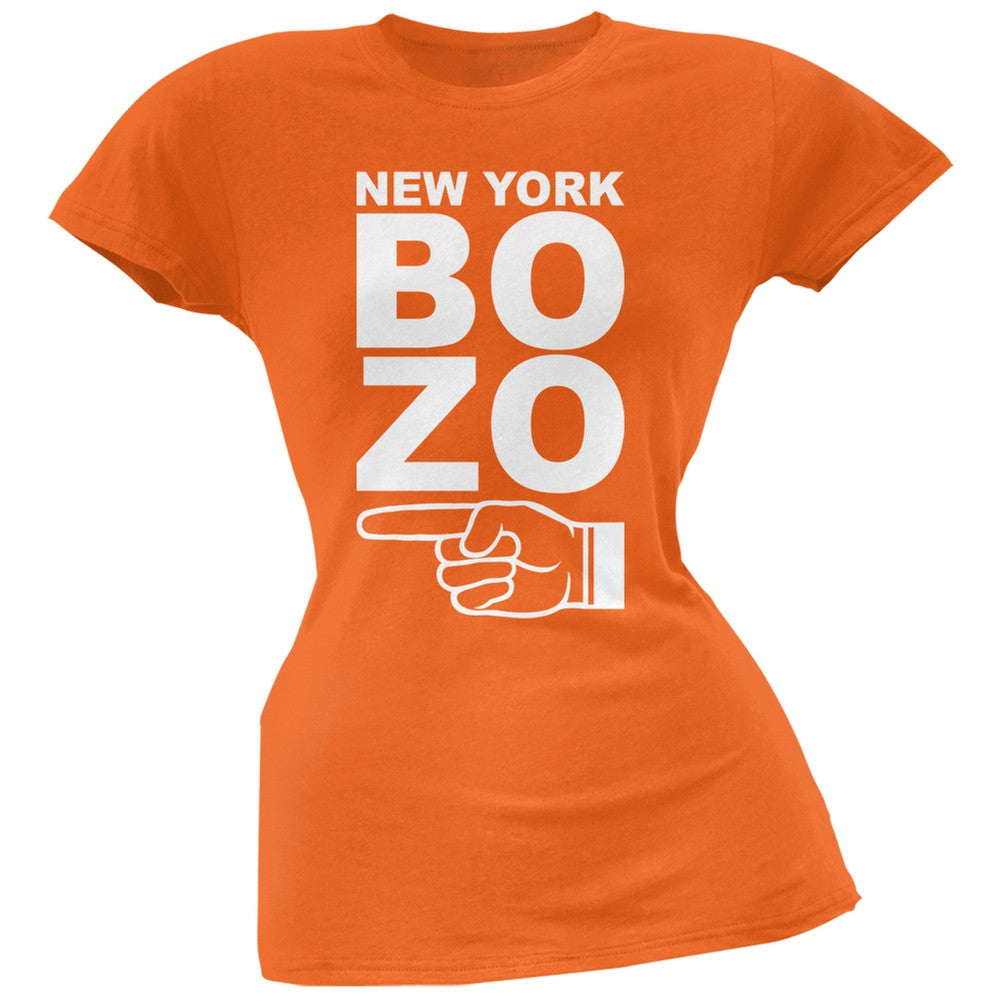New York Bozo Pointing Left Orange Soft Juniors T-Shirt Juniors T-Shirts Old Glory 2XL Orange