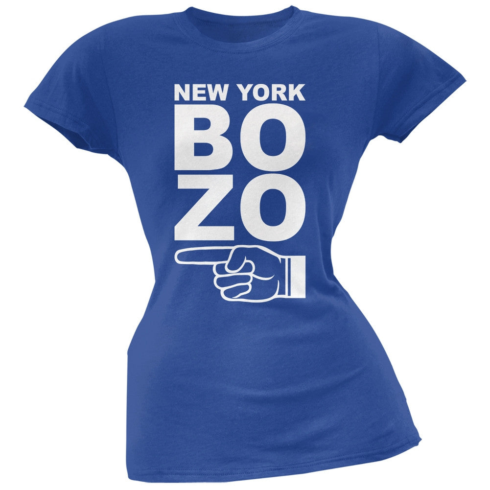 New York Bozo Pointing Left Royal Soft Juniors T-Shirt Juniors T-Shirts Old Glory 2XL Blue