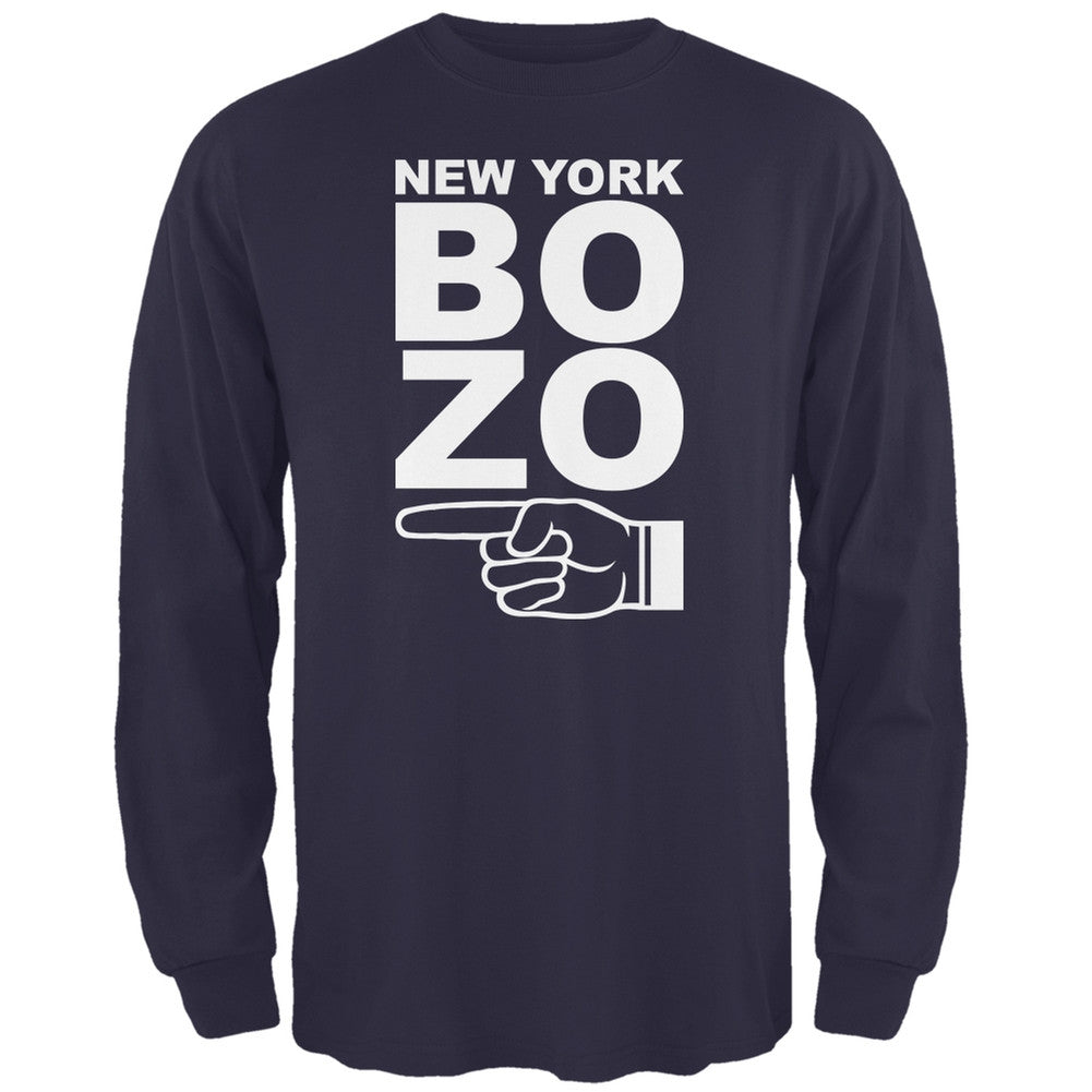 New York Bozo Pointing Left Navy Adult Long Sleeve T-Shirt Men's Long Sleeves Old Glory 2XL Blue