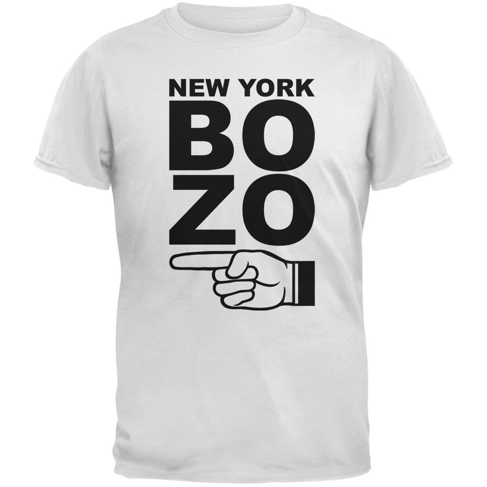 New York Bozo Pointing Left White Adult T-Shirt Men's Long Sleeves Old Glory 2XL White