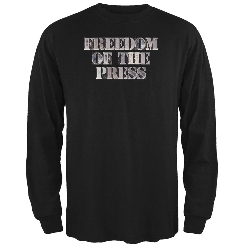 Freedom of the Press Black Adult Long Sleeve T-Shirt Men's Long Sleeves Old Glory 2XL Black