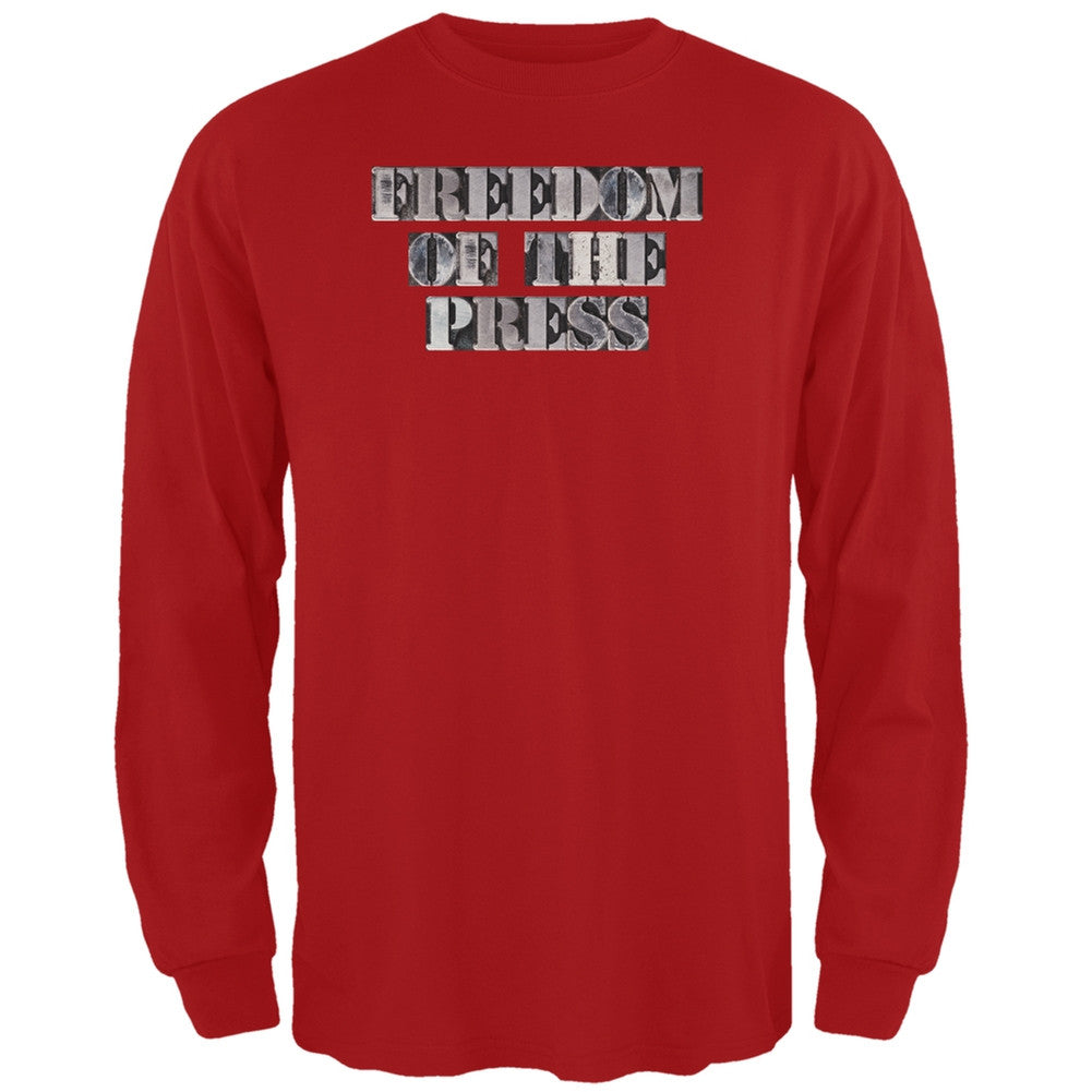 Freedom of the Press Red Adult Long Sleeve T-Shirt Men's Long Sleeves Old Glory 2XL Red