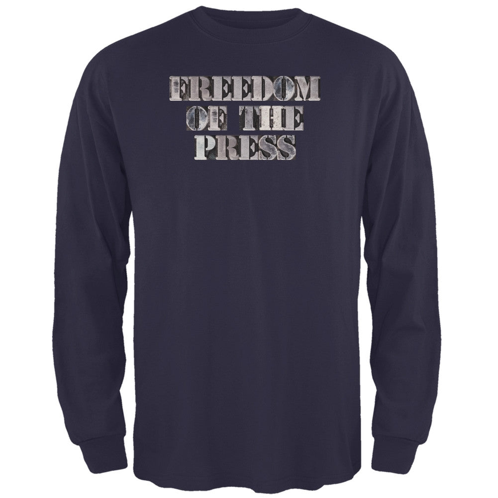 Freedom of the Press Navy Adult Long Sleeve T-Shirt Men's Long Sleeves Old Glory 2XL Blue