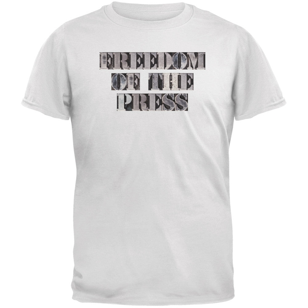 Freedom of the Press White Adult T-Shirt Men's T-Shirts Old Glory 2XL White