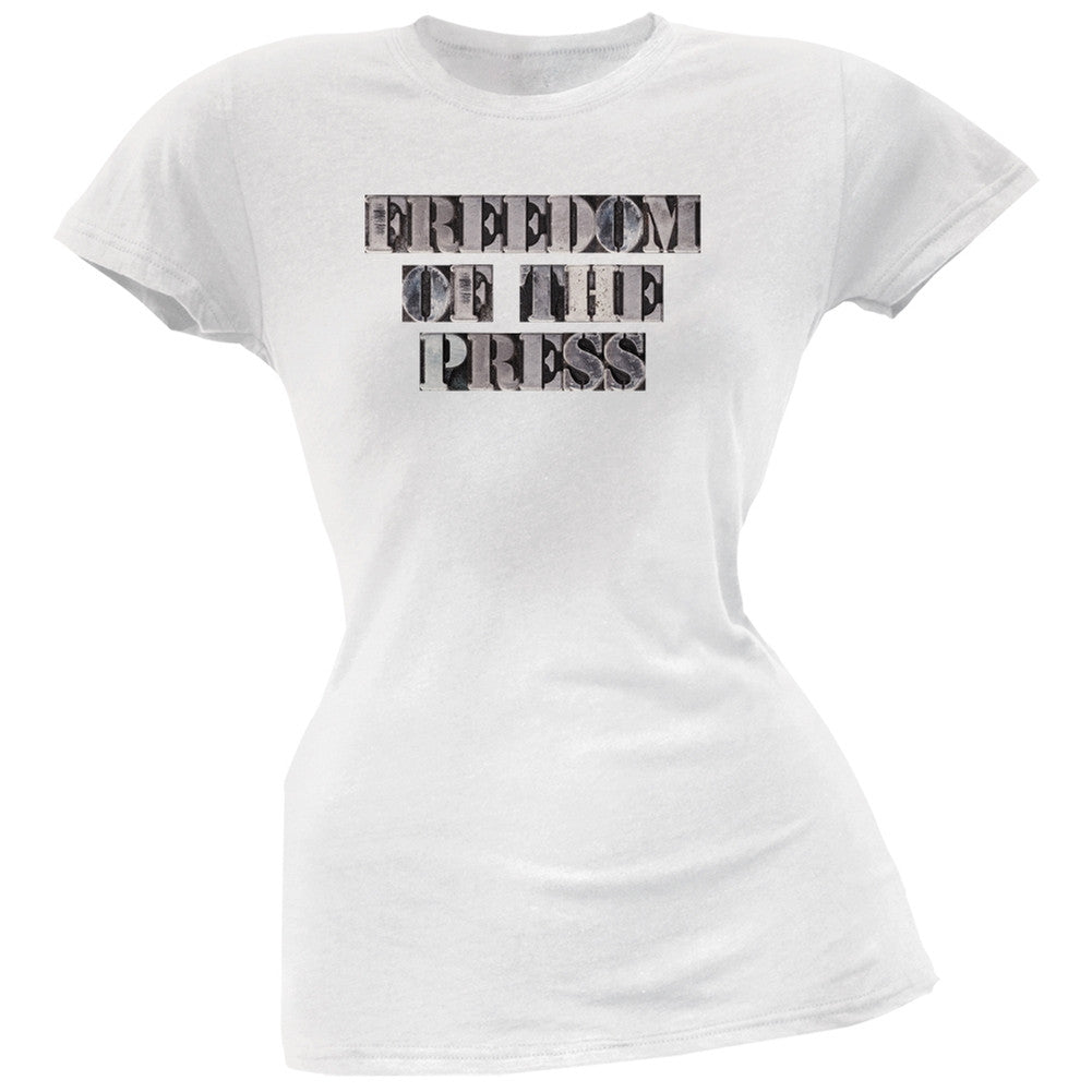 Freedom of the Press White Soft Juniors T-Shirt Juniors T-Shirts Old Glory 2XL White