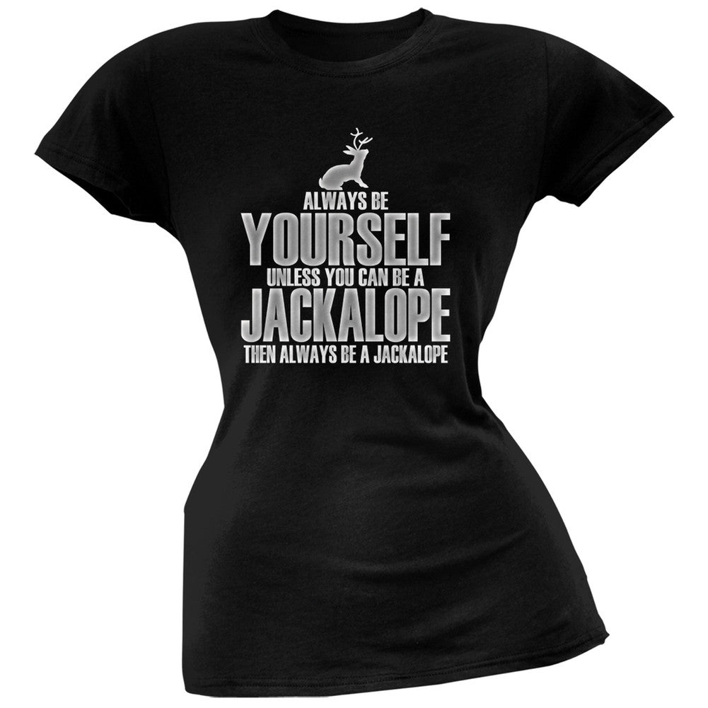 Always Be Yourself Jackalope Black Juniors Soft T-Shirt Juniors T-Shirts Old Glory 2XL Black