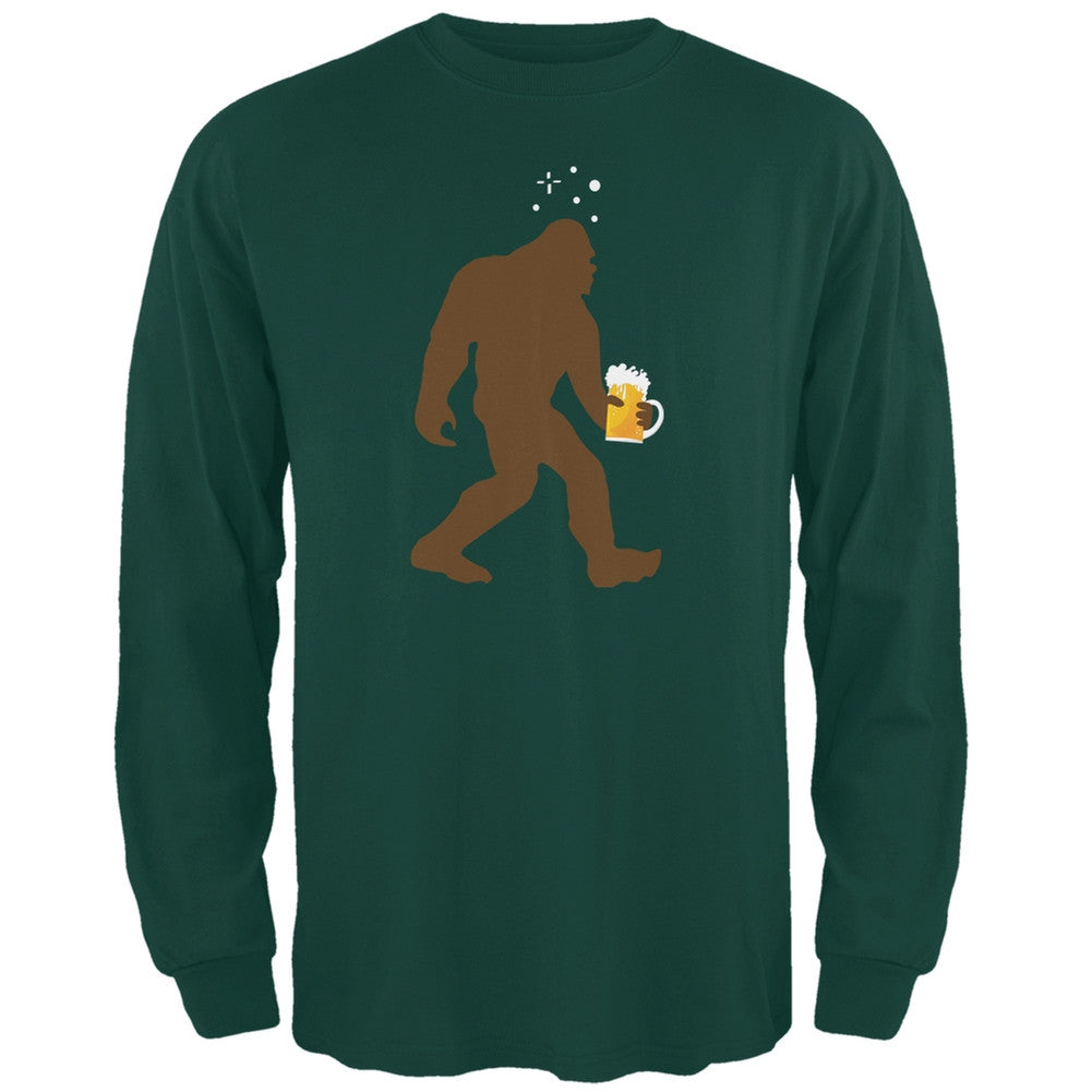 Drunk Sasquatch Forest Green Adult Long Sleeve T-Shirt Men's Long Sleeves Old Glory SM Green