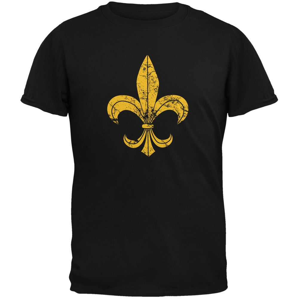 Distressed Fleur-de-lis Black Youth T-Shirt Youth T-Shirts Old Glory LG Black