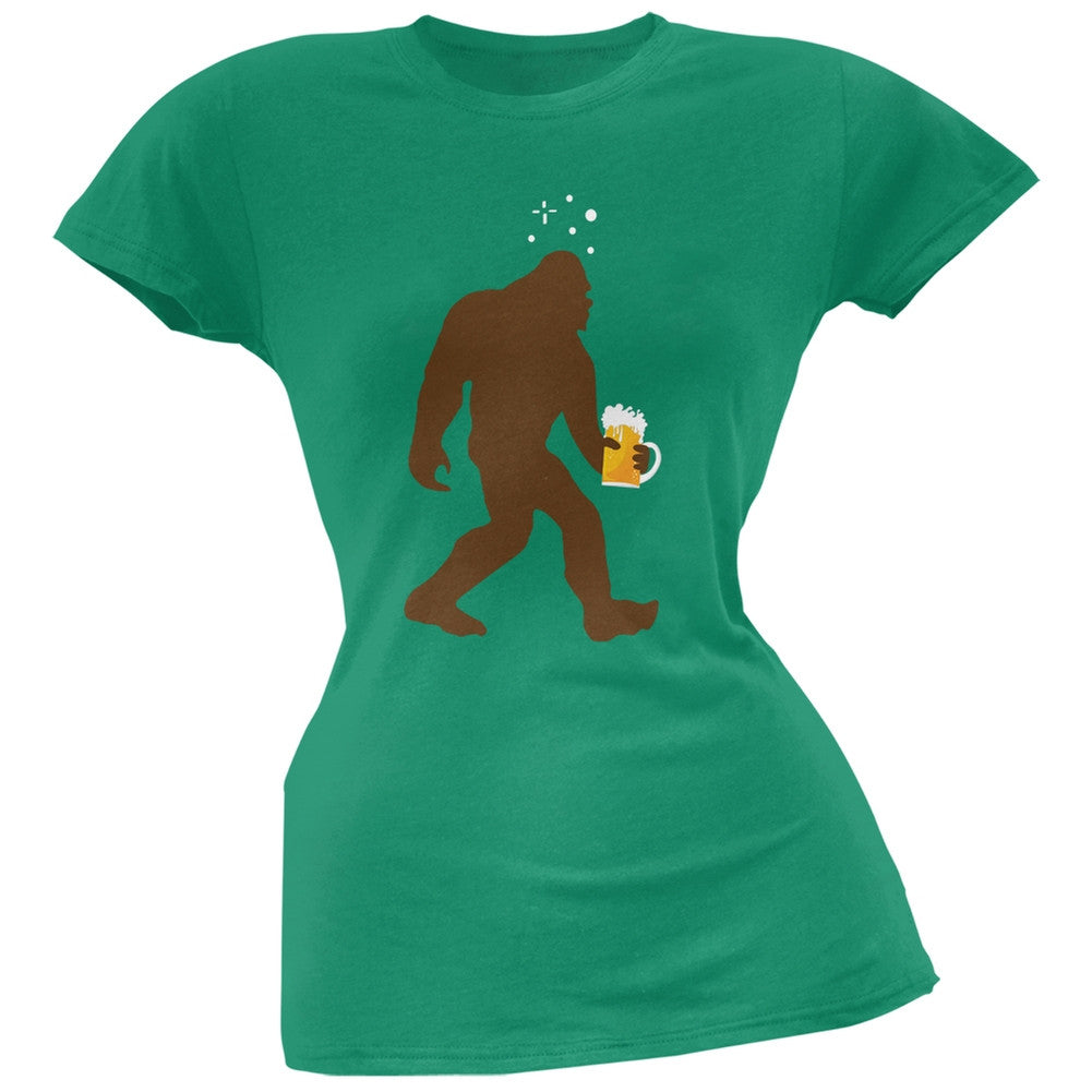 Drunk Sasquatch Kelly Green Soft Juniors T-Shirt Juniors T-Shirts Old Glory SM Green