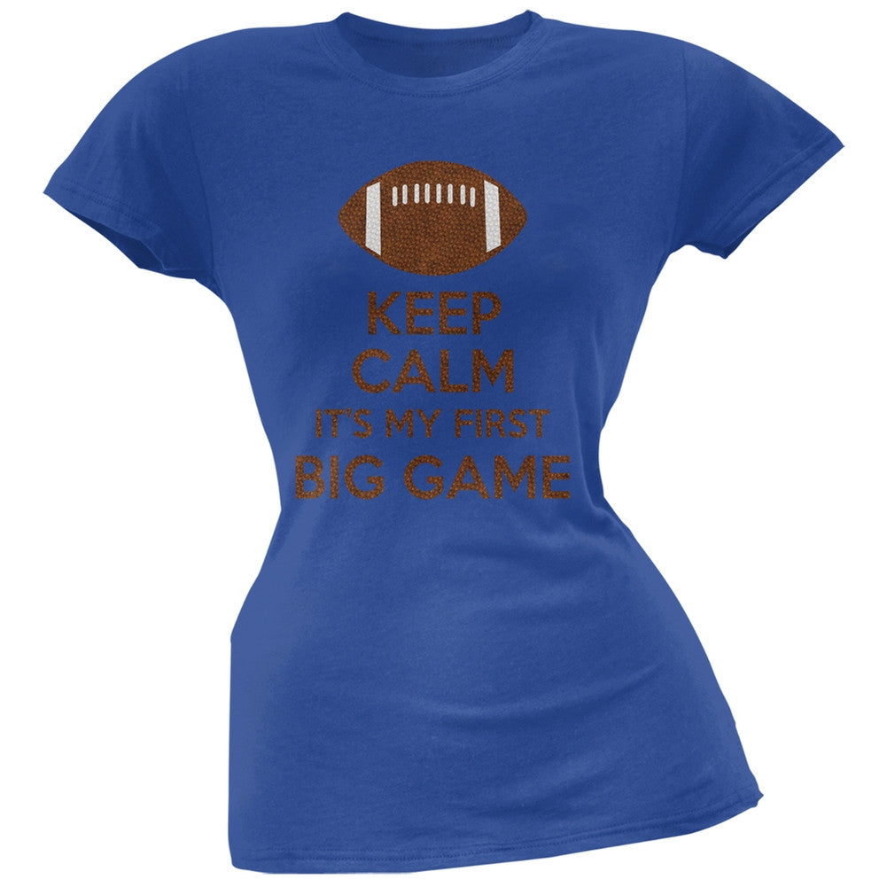 First Big Game Football Indianapolis Blue Juniors Soft T-Shirt Juniors T-Shirts Old Glory 2XL Blue