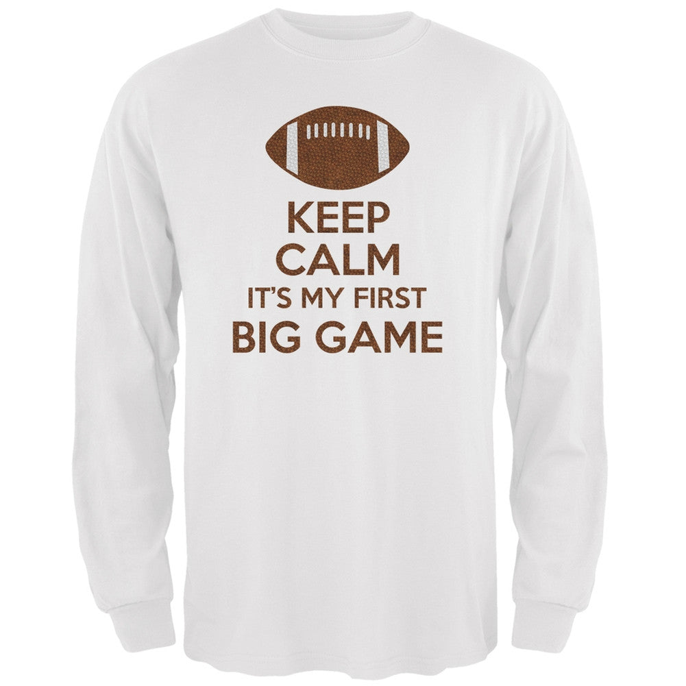 First Big Game Football White Adult Long Sleeve T-Shirt Men's Long Sleeves Old Glory 2XL White