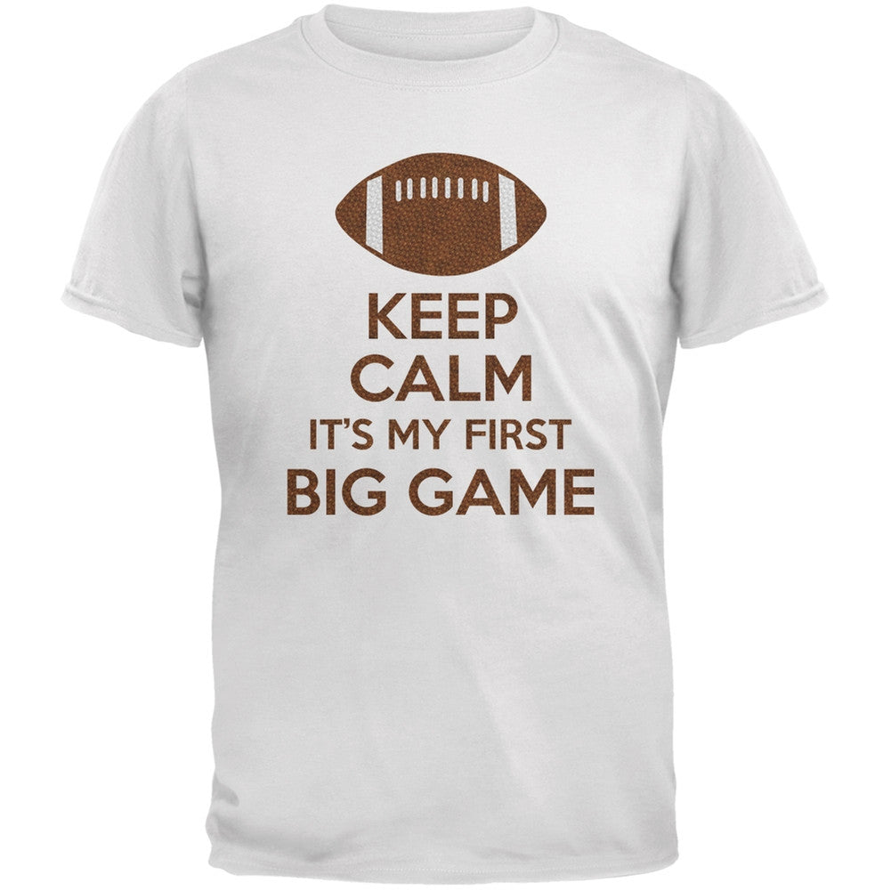 First Big Game Football White Adult T-Shirt Men's T-Shirts Old Glory 2XL White