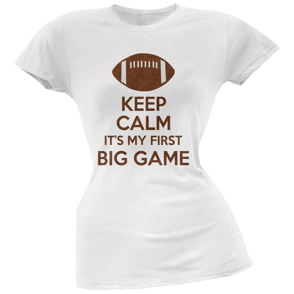 First Big Game Football White Juniors Soft T-Shirt Juniors T-Shirts Old Glory 2XL White