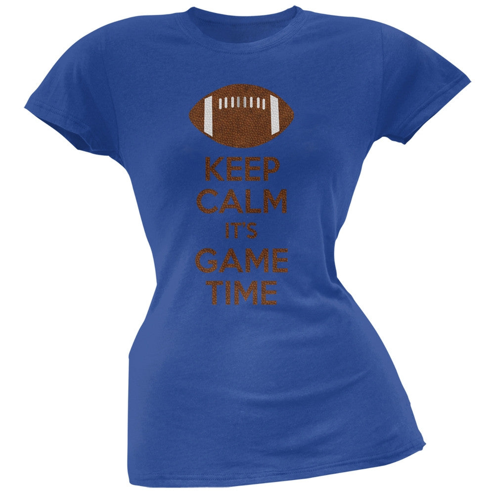 Keep Calm Game Time Football Indianapolis Blue Juniors Soft T-Shirt Juniors T-Shirts Old Glory 2XL Blue