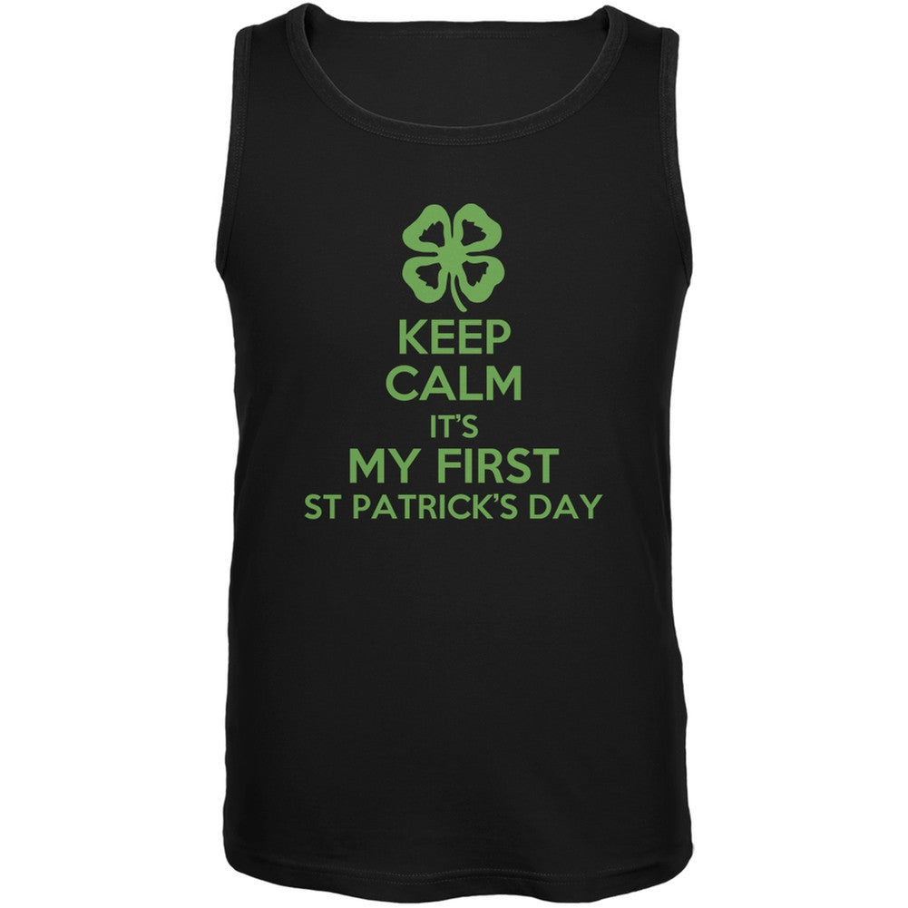 First St Patricks Day Clover Black Adult Soft Tank Top Men's Tank Tops Old Glory 2XL Black