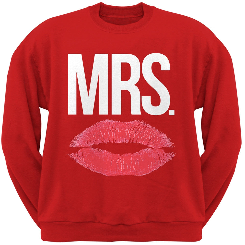 Mrs. Lips Black Adult Crew Neck Sweatshirt Men's Sweatshirts Old Glory