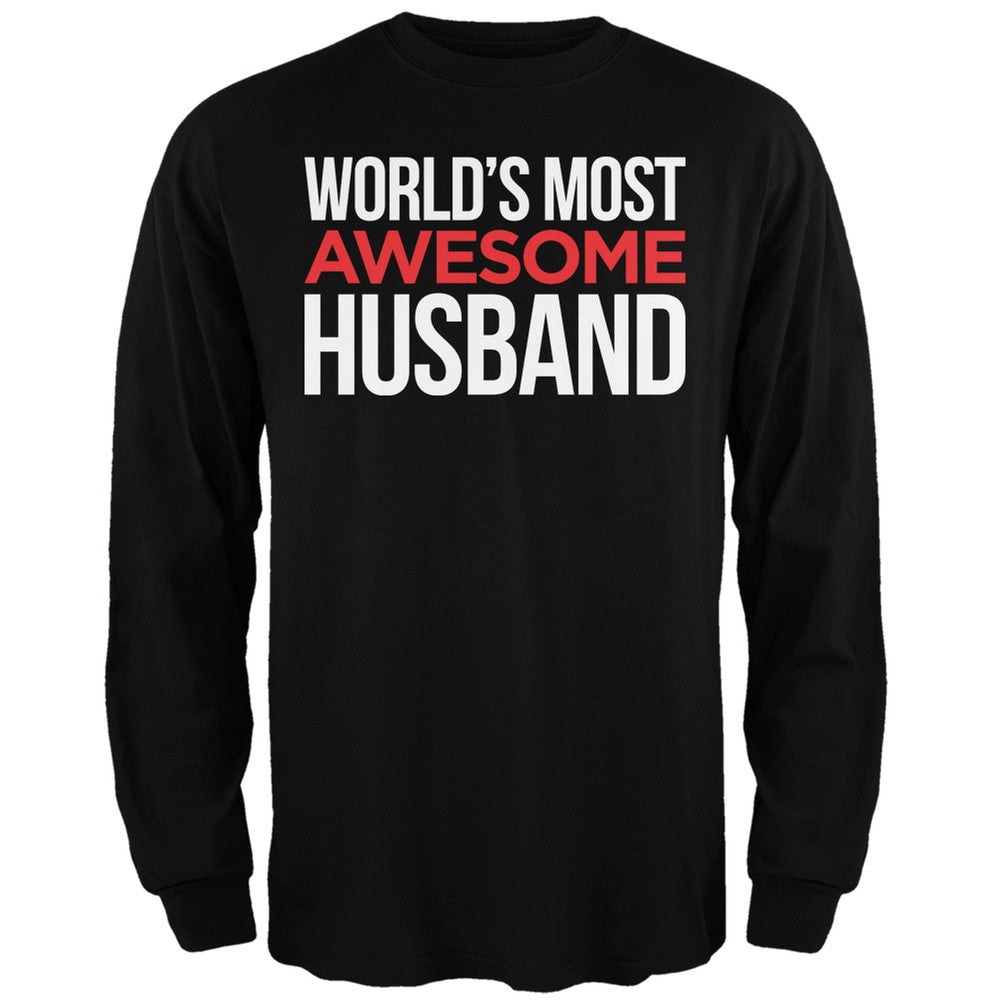 World's Most Awesome Husband Black Adult Long Sleeve T-Shirt Men's Long Sleeves Old Glory