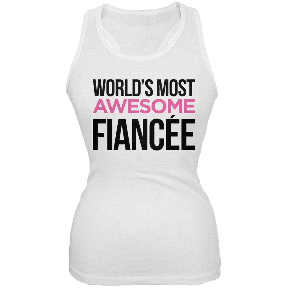 World's Most Awesome Fianc??e White Soft Juniors Tank Top Juniors Tank Tops Old Glory 2XL White