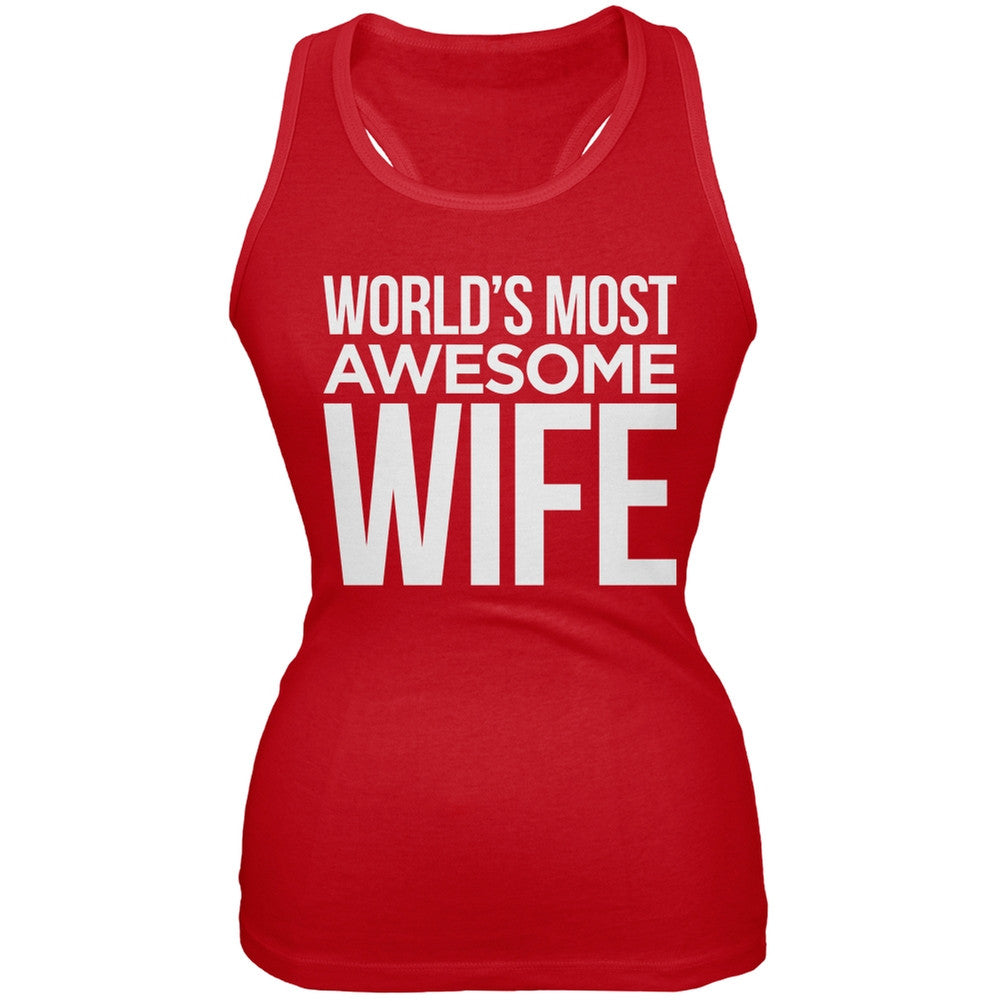 World's Most Awesome Wife Red Soft Juniors Tank Top Juniors Tank Tops Old Glory 2XL Red