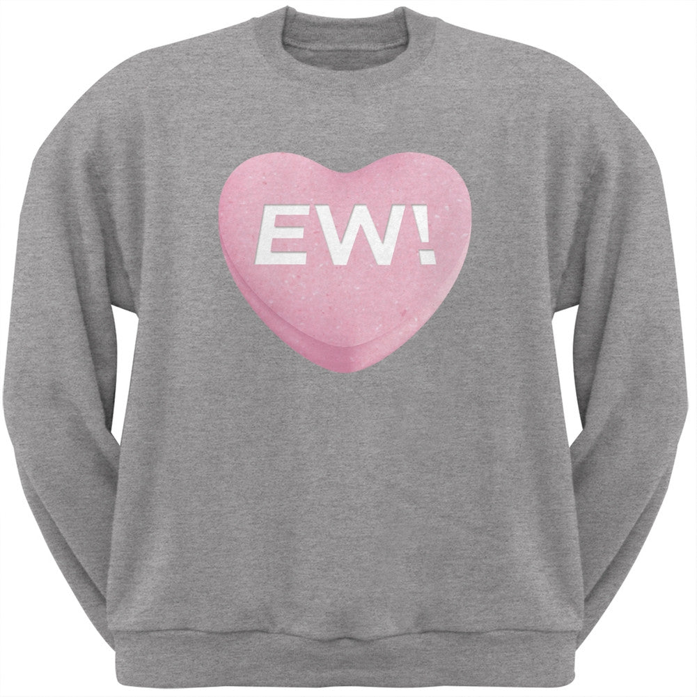 Ew Candy Heart Grey Adult Crew Neck Sweatshirt Men's Sweatshirts Old Glory