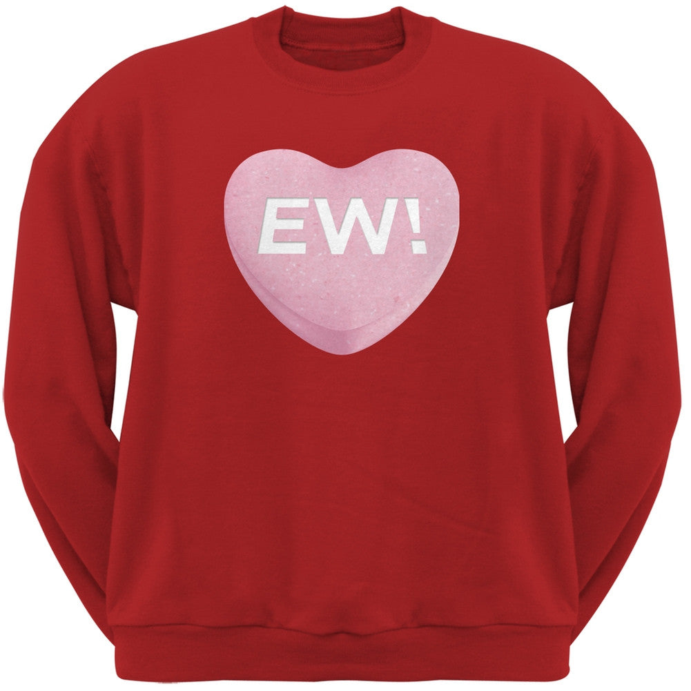 Ew Candy Heart Grey Adult Crew Neck Sweatshirt Men's Sweatshirts Old Glory