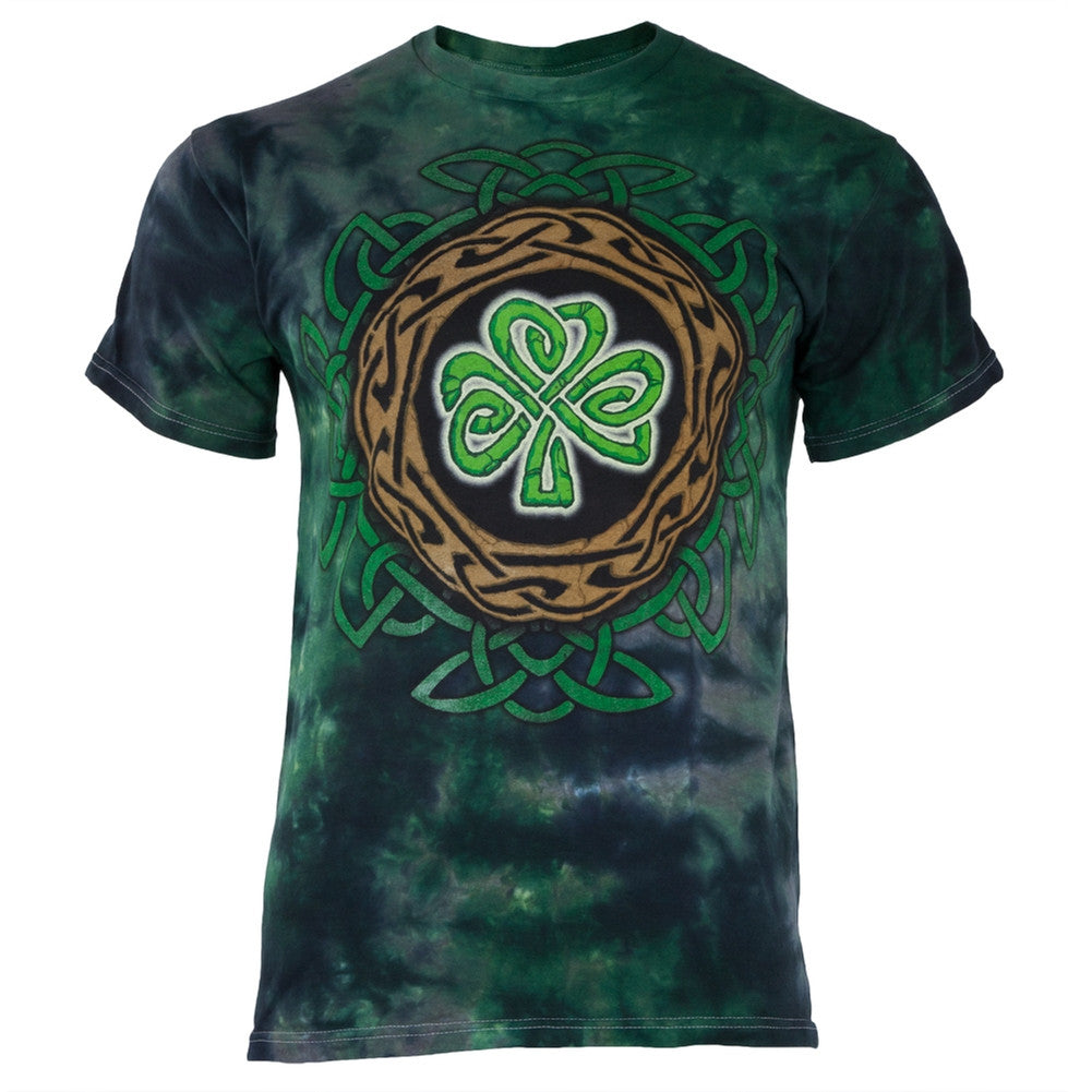 Celtic Knot Shamrock Tie Dye T-Shirt Men's T-Shirts St. Patrick's Day 2XL Dark Green