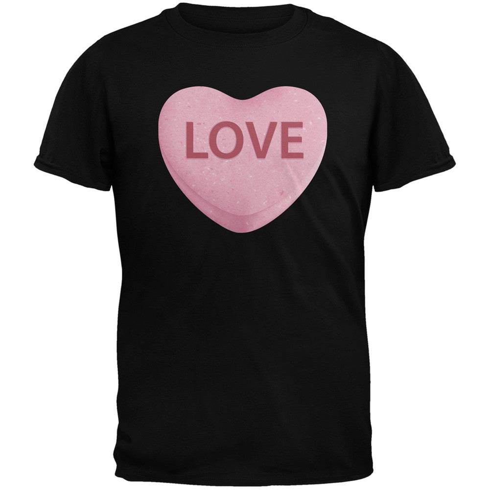 Pink Love Candy Heart Black Youth T-Shirt Youth T-Shirts Old Glory