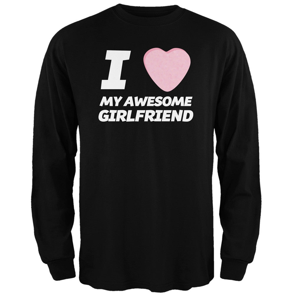 I Love My Awesome Girlfriend Candy Heart Black Adult Long Sleeve T-Shirt Men's Long Sleeves Old Glory