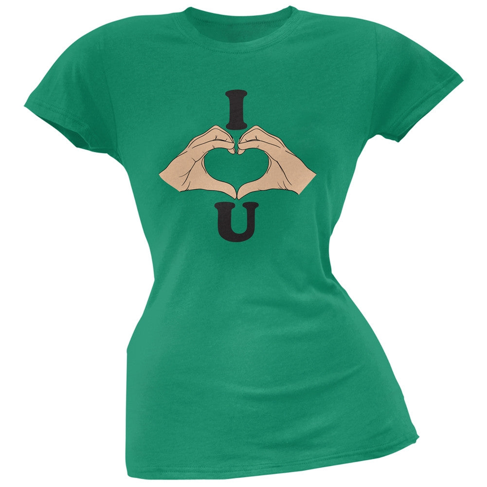 I Love You Hands Kelly Green Soft Juniors T-Shirt Juniors T-Shirts Old Glory 2XL Green
