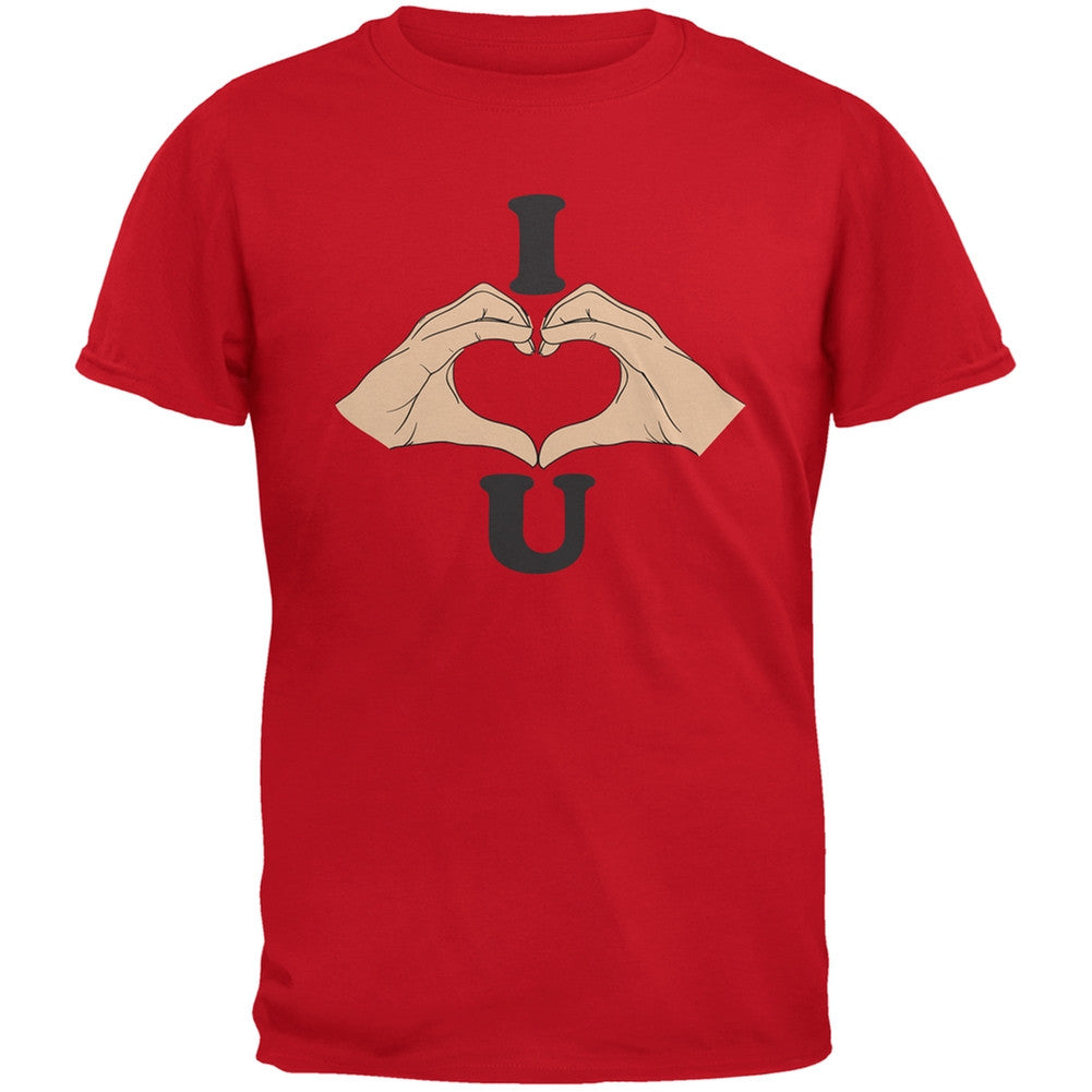 I Love You Hands Red Adult T-Shirt Men's T-Shirts Old Glory 2XL Red