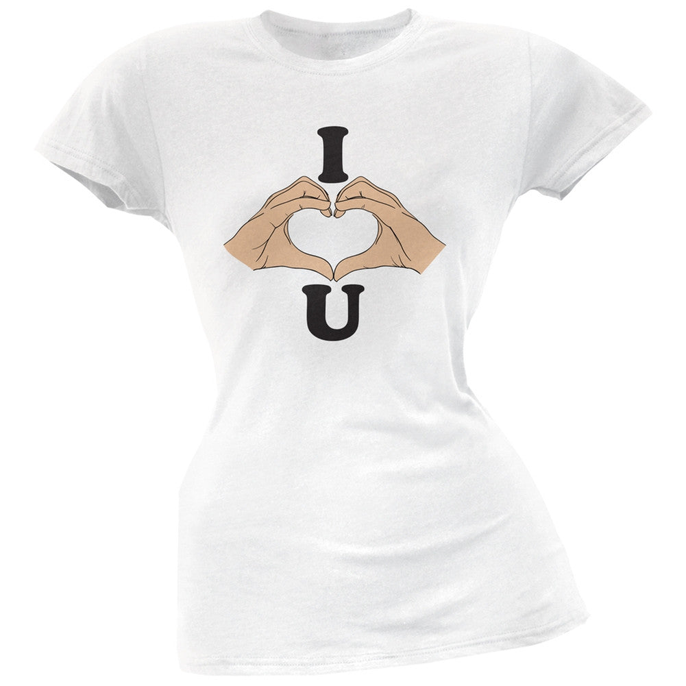 I Love You Hands White Soft Juniors T-Shirt Juniors T-Shirts Old Glory 2XL White