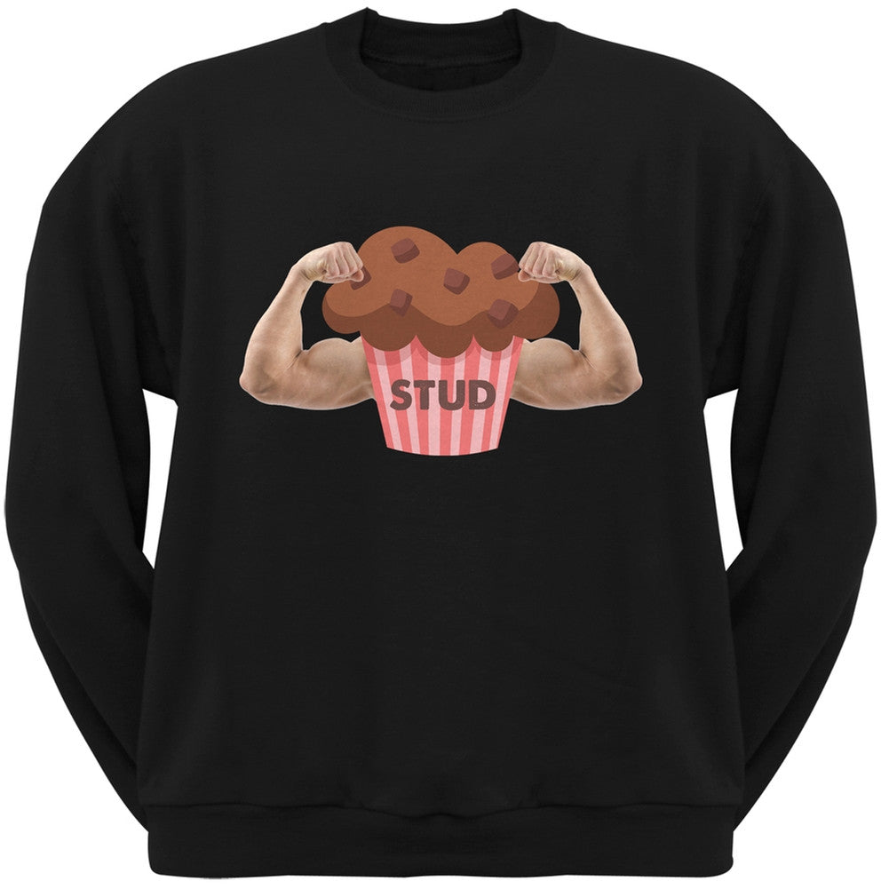 Stud Muffin Double Bicep Black Adult Crew Neck Sweatshirt Men's Sweatshirts Old Glory 2XL Black